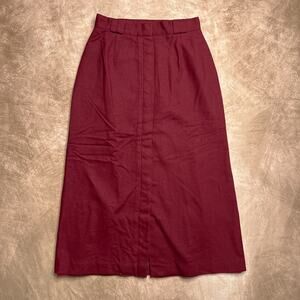 Vintage 70s Claude Burgundy Red Pleated High Waisted Maxi Skirt Wool Blend Retro